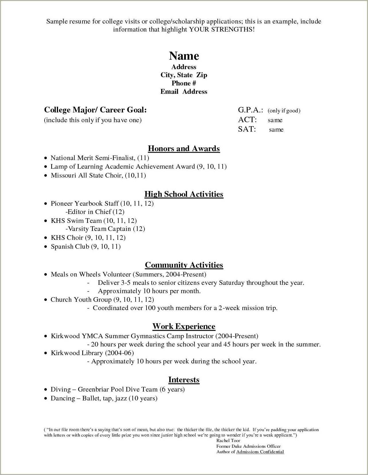 High School Activities Resume Samples Resume Example Gallery