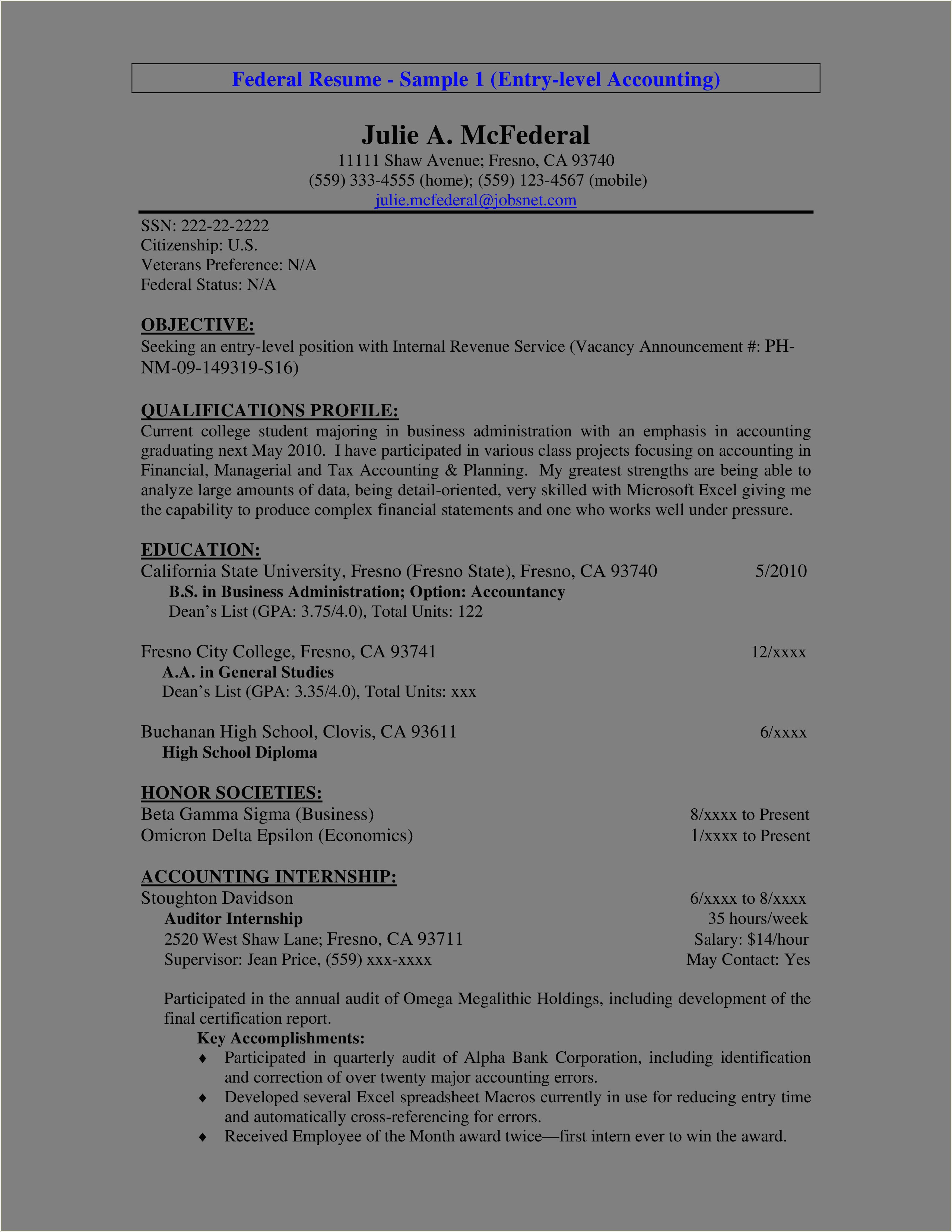 High School Entry Level Resume Template - Resume Example Gallery