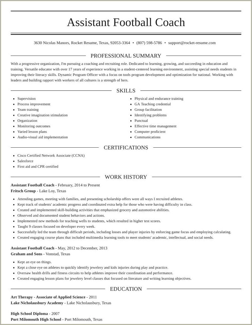 High School Football Coach Resume Template - Resume Example Gallery