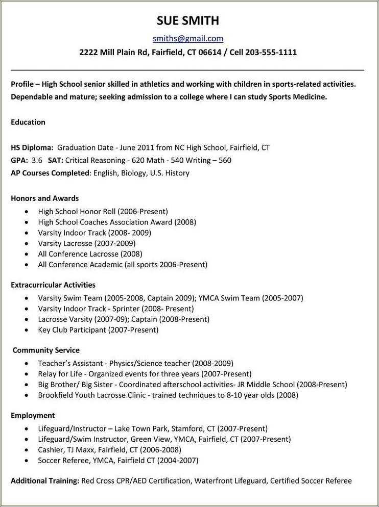 High School Scholarship Resume Example - Resume Example Gallery