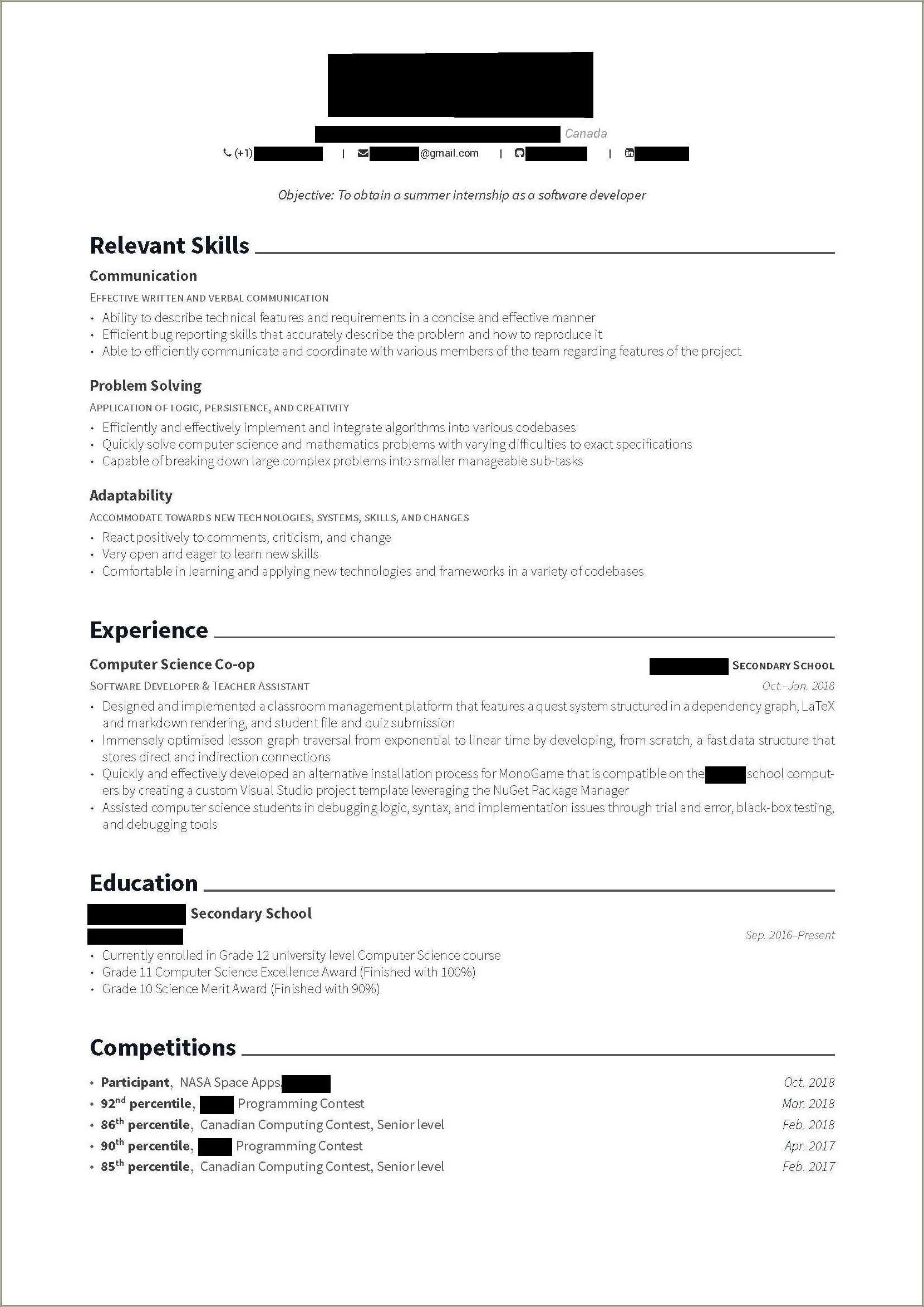 Key Skills For High School Student Resume