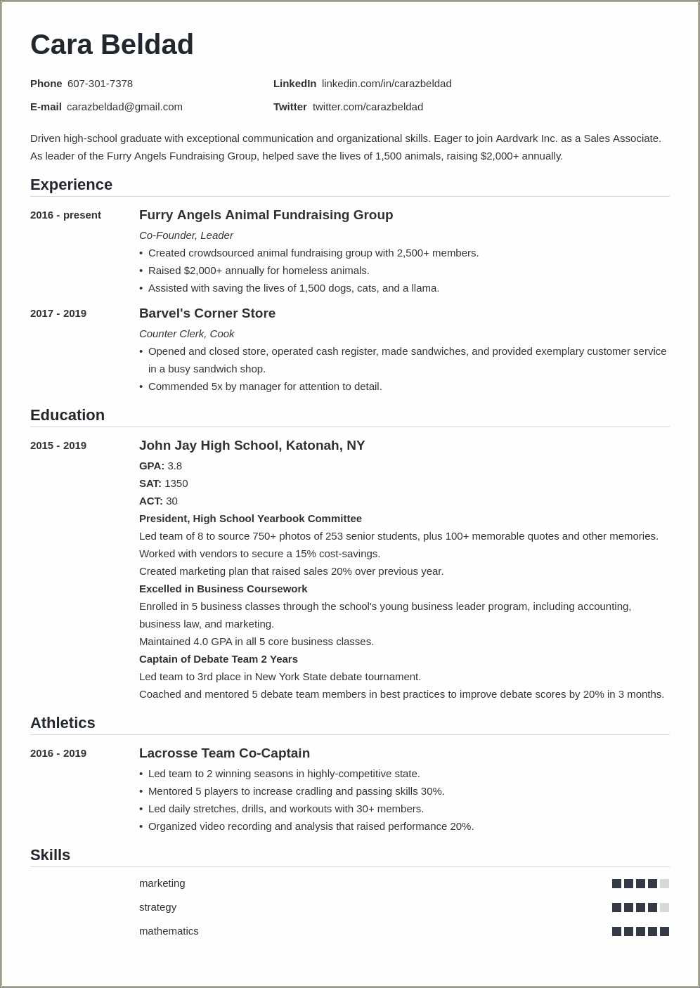 high-school-student-sample-resume-objective-resume-example-gallery