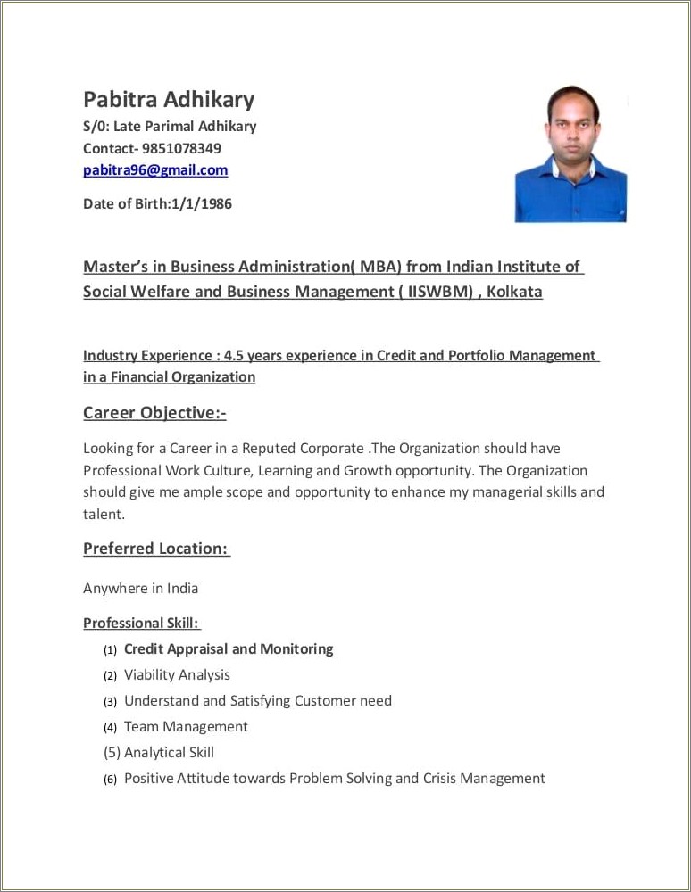 Home Loan Credit Manager Resume Format Resume Example Gallery