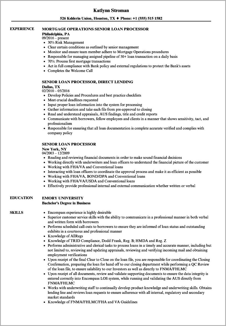 home-loan-experience-resume-sample-resume-example-gallery