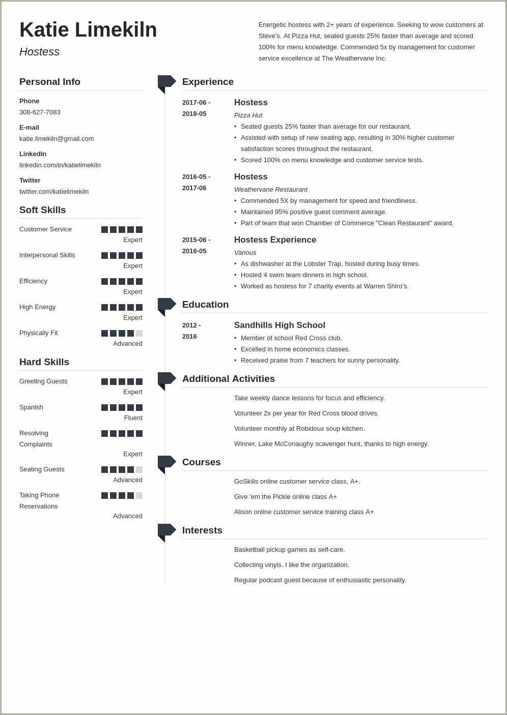 Hostess Job Description Resume Example - Resume Example Gallery