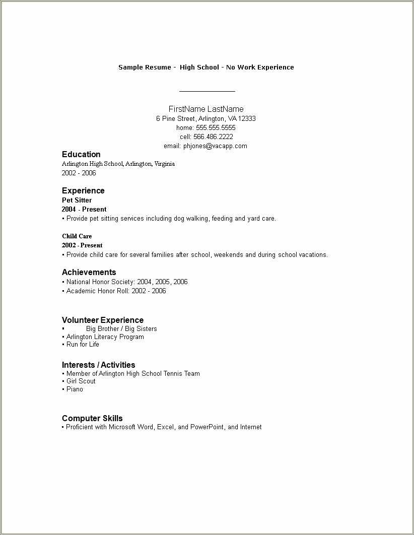 Resume For A Hostess Position With No Experience - Resume Example Gallery