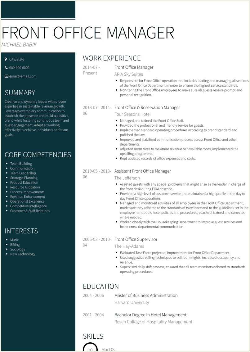 Hotel Assistant Manager Duties Resume Resume Example Gallery