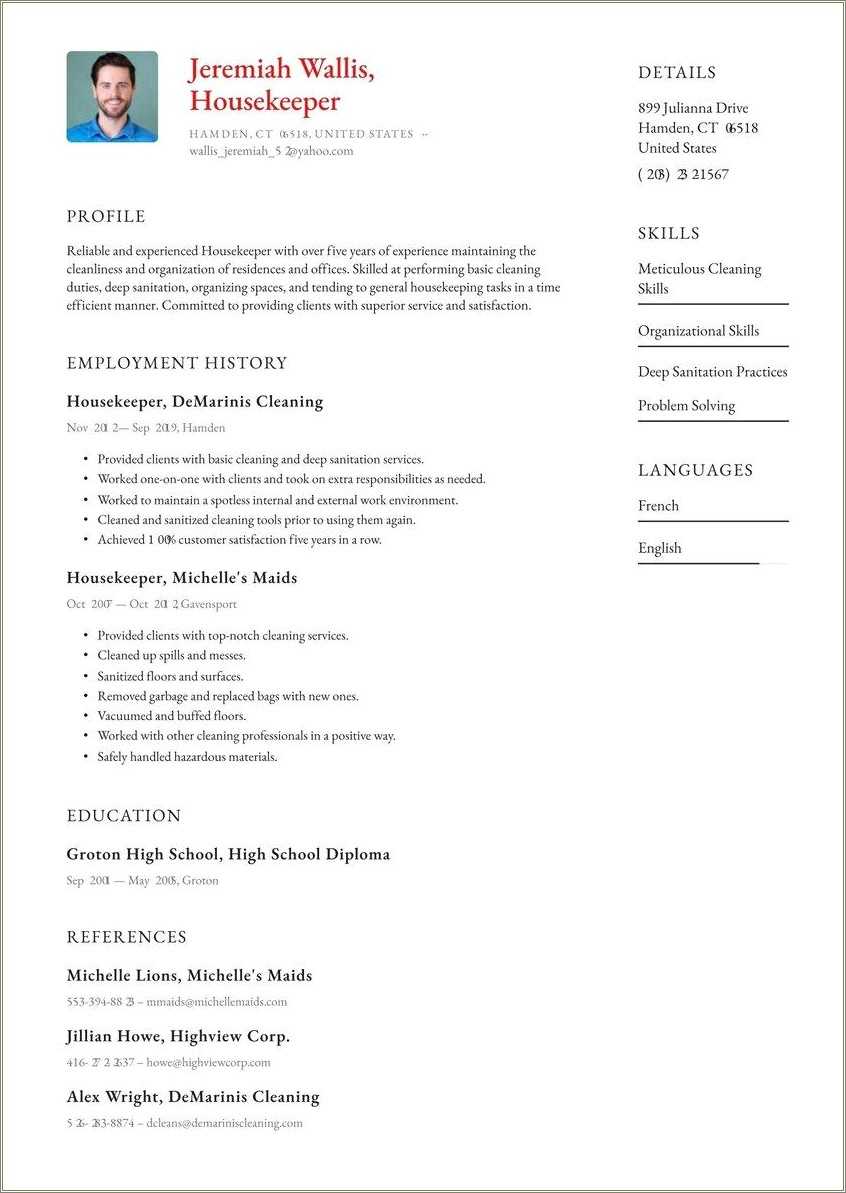 objective on a housekeeping resume