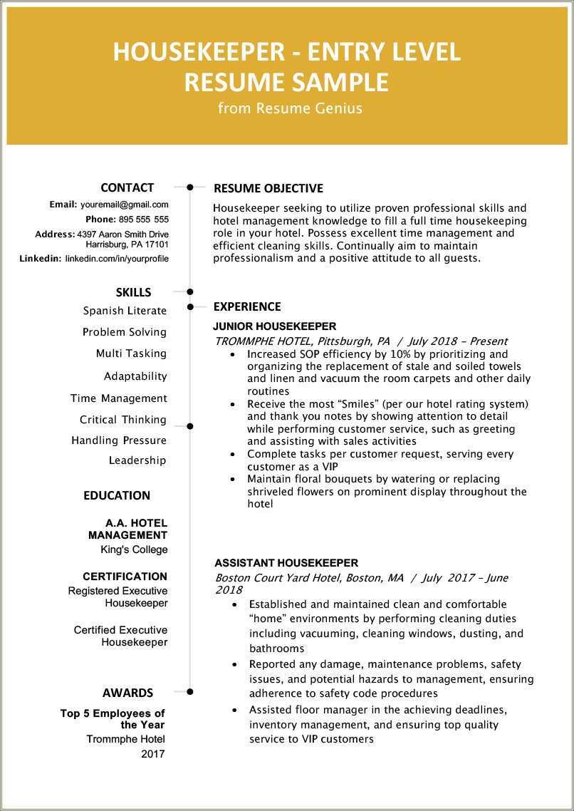 Hotel Maintenance Manager Resume Sample Resume Example Gallery