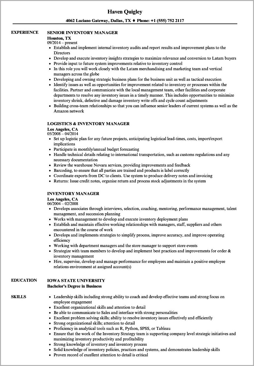 inventory-control-manager-resume-objective-resume-example-gallery