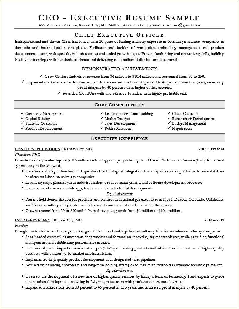 Student Executive Summary Resume Example - Resume Example Gallery