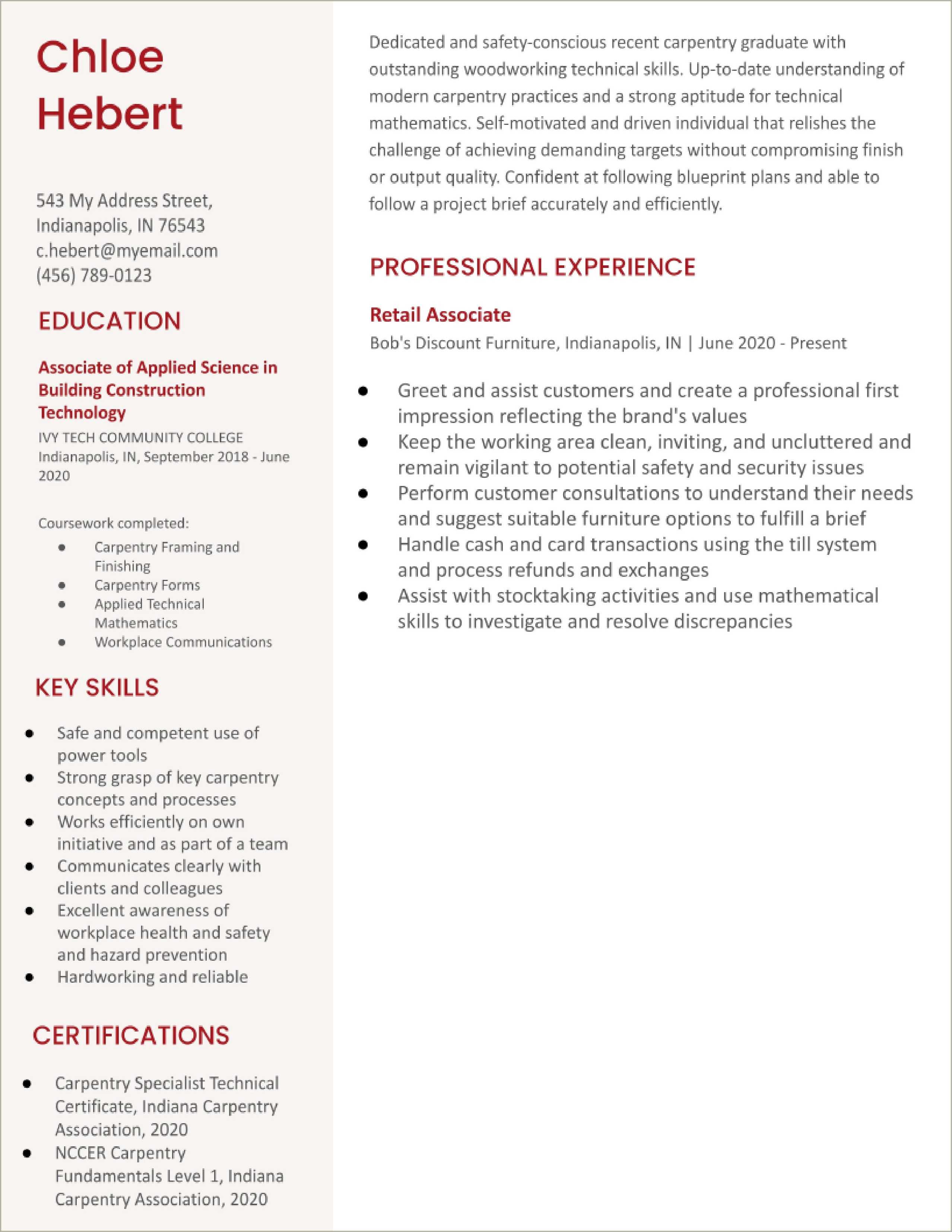 Examples Of A Completed Resume - Resume Example Gallery