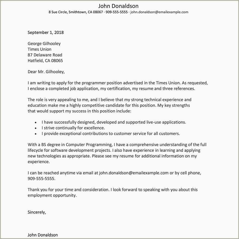 Job Application Letter Example With Resume Resume Example Gallery