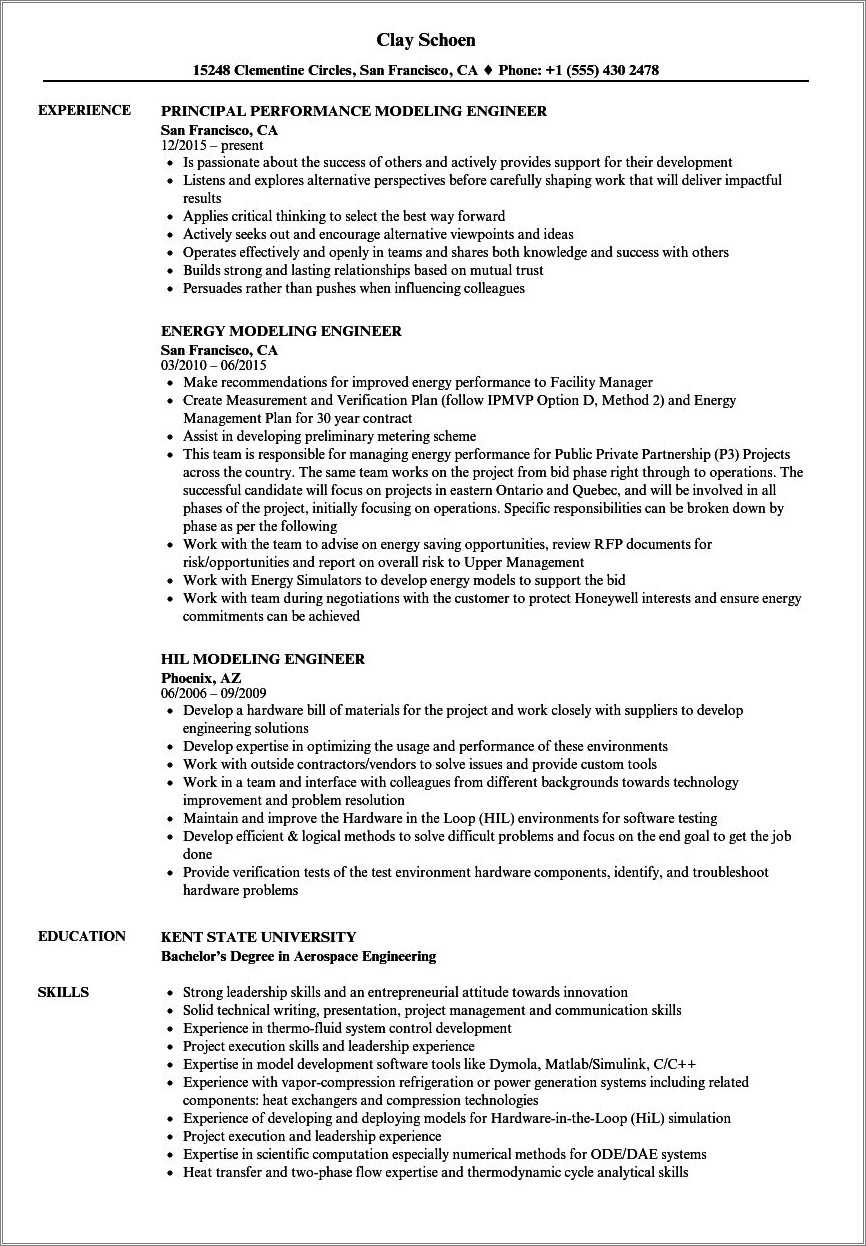 Job Description Resume Simulation Modeling - Resume Example Gallery