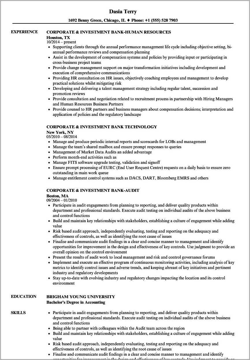 Jpmorgan Chase Anti Money Laundering Resume Work Experience - Resume 