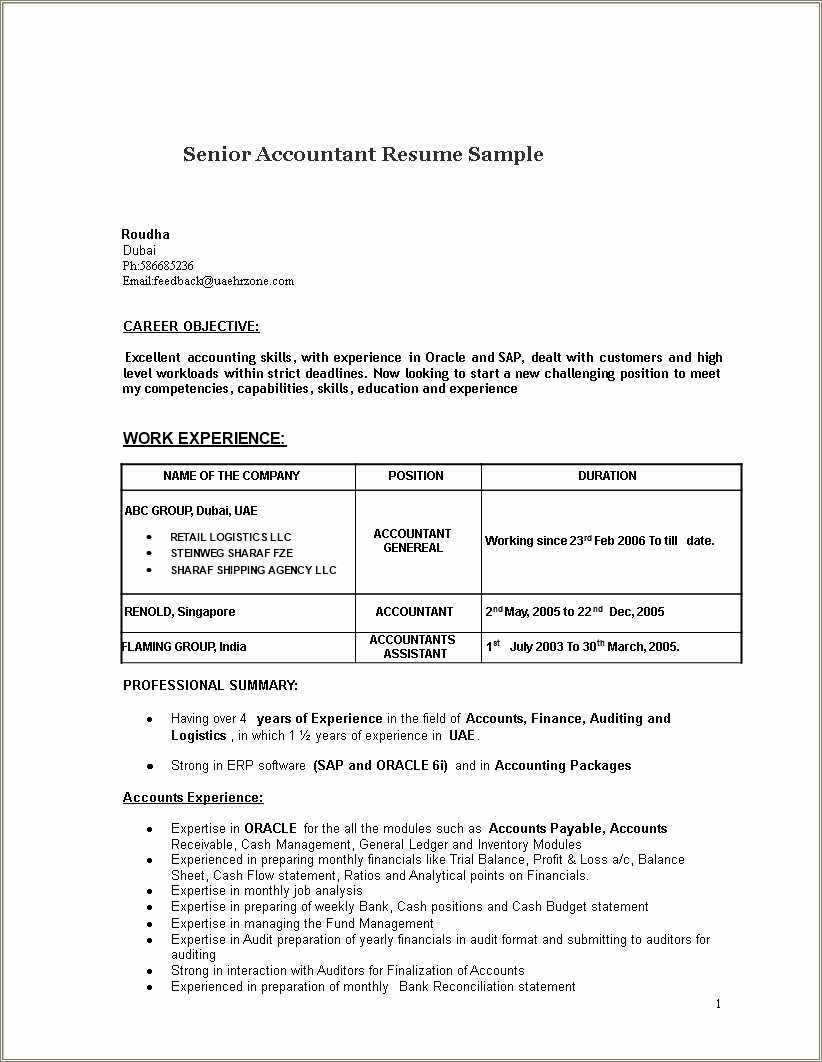  Junior Accountant Resume Sample In Word Resume Example Gallery