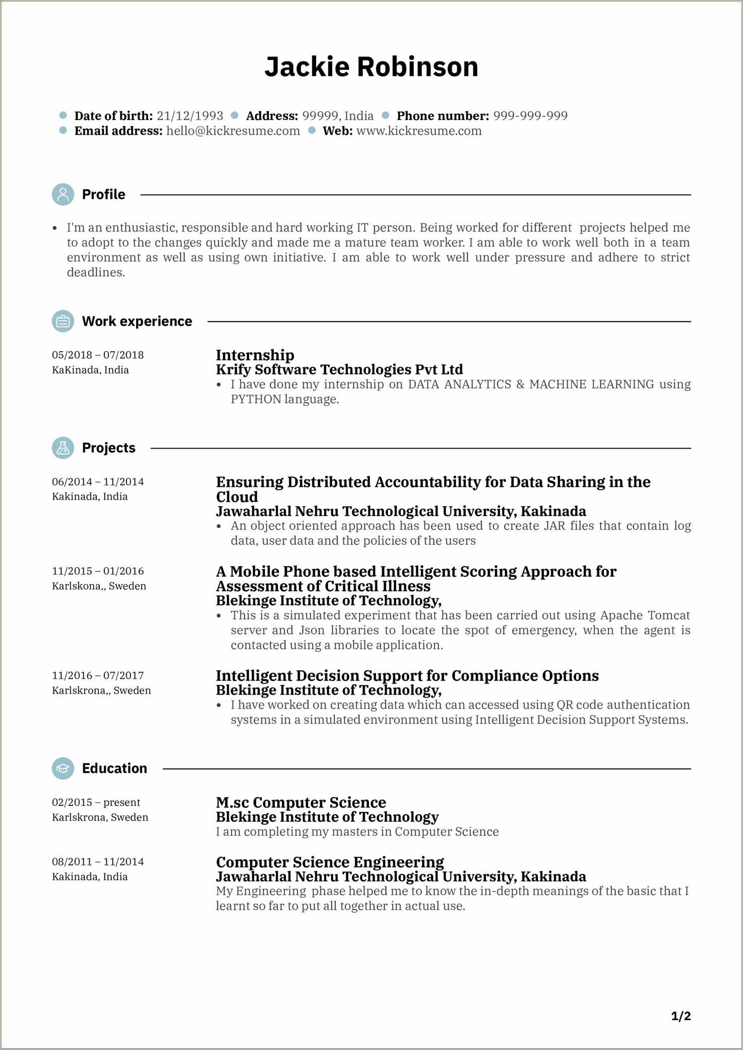 Junior C Developer Resume Sample Acceptance Criteria - Resume Example ...