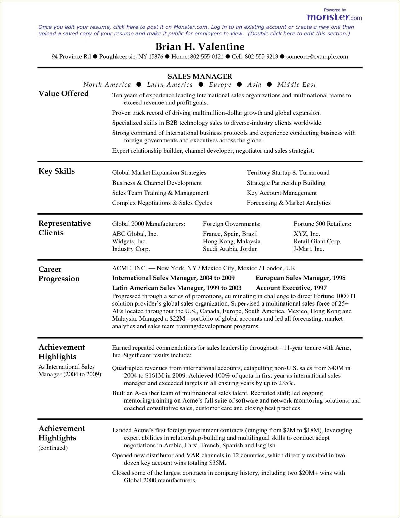 Key Skills For Sales Manager Resume Resume Example Gallery