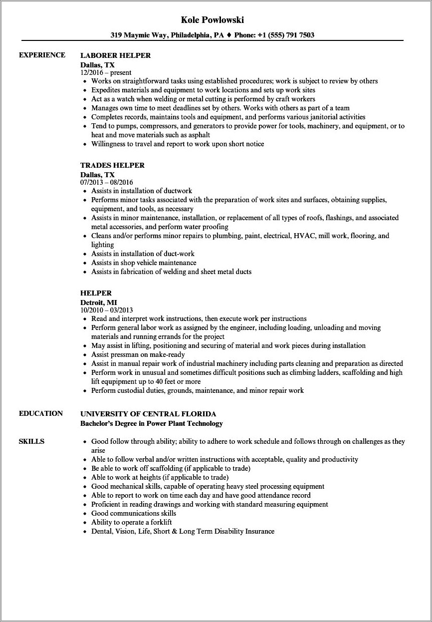 Kitchen Helper Resume Sample Job Interview - Resume Example Gallery