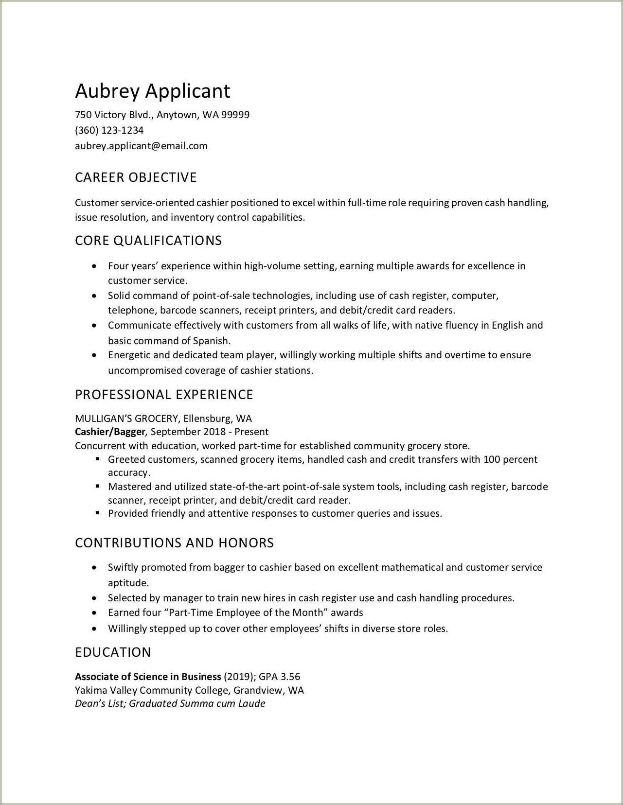 kroger cashier job description for resume