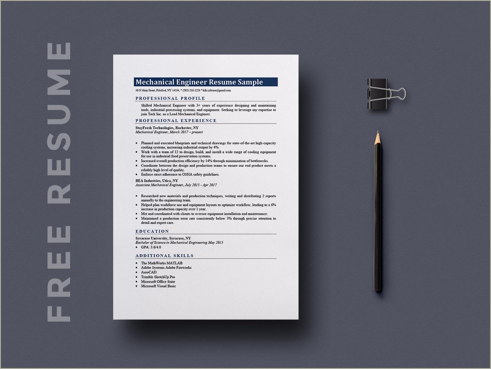 Mechanical Resume Format For Freshers