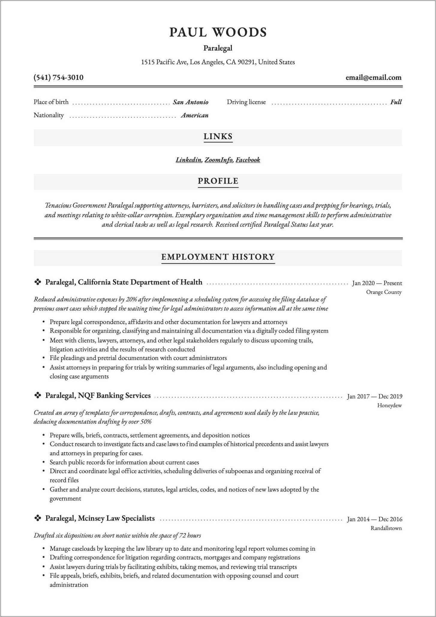 Legal Secretary Resume Objective Examples - Resume Example Gallery