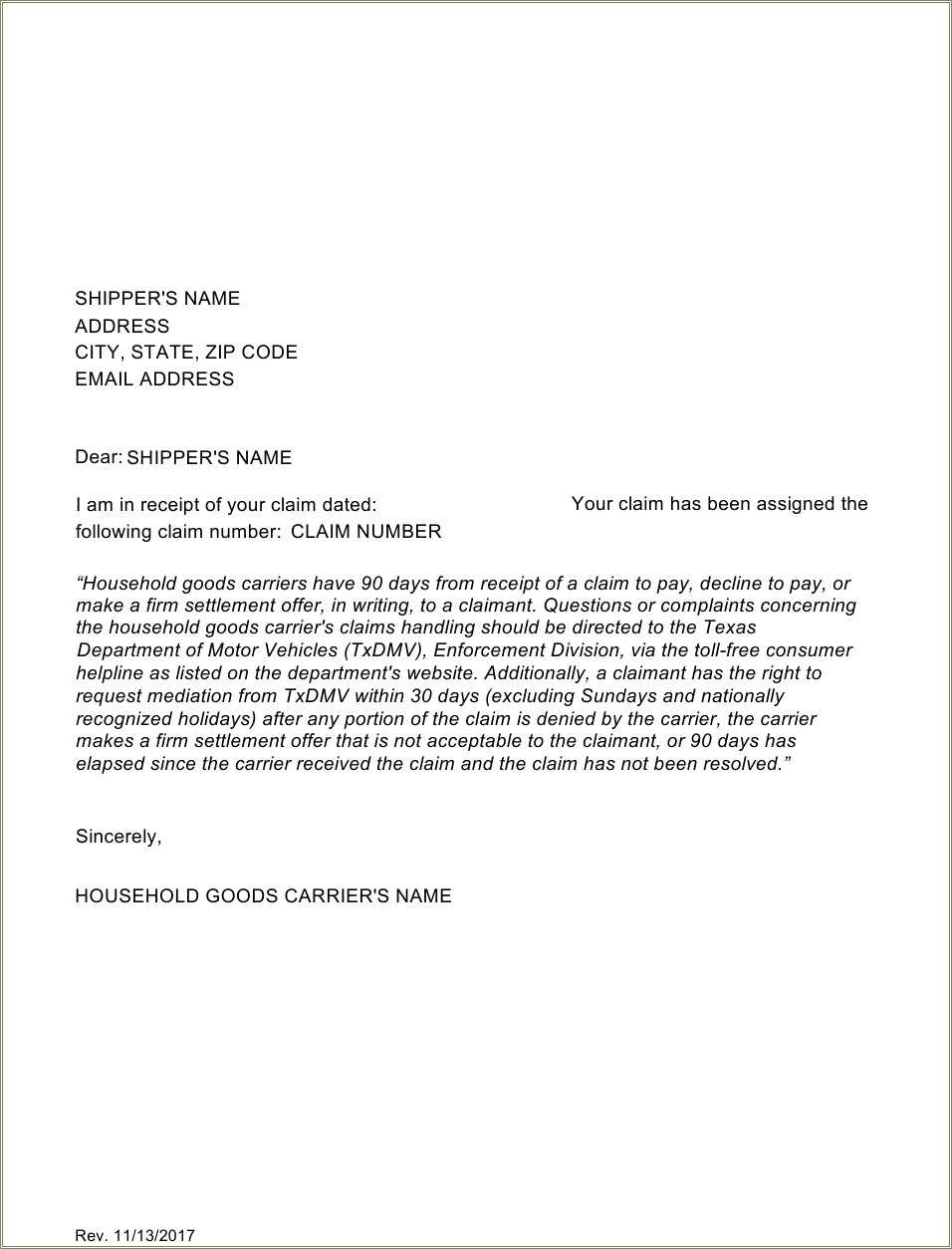 Letter Confirming Receipt Of Resume Template