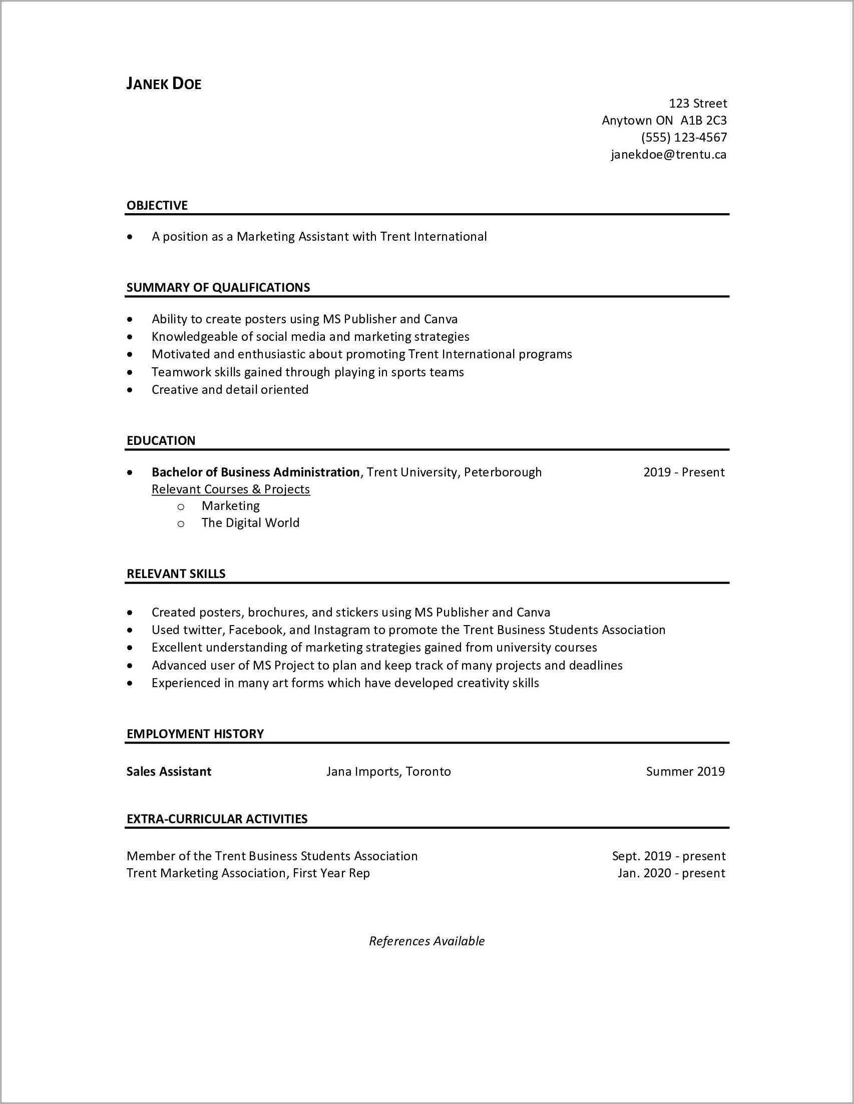 resume examples for limited work experience