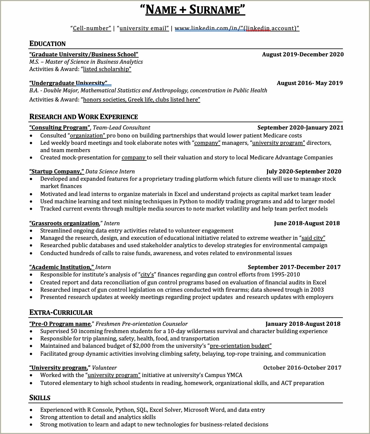 Examples Of Good Organizational Skills For Resume - Resume Example Gallery