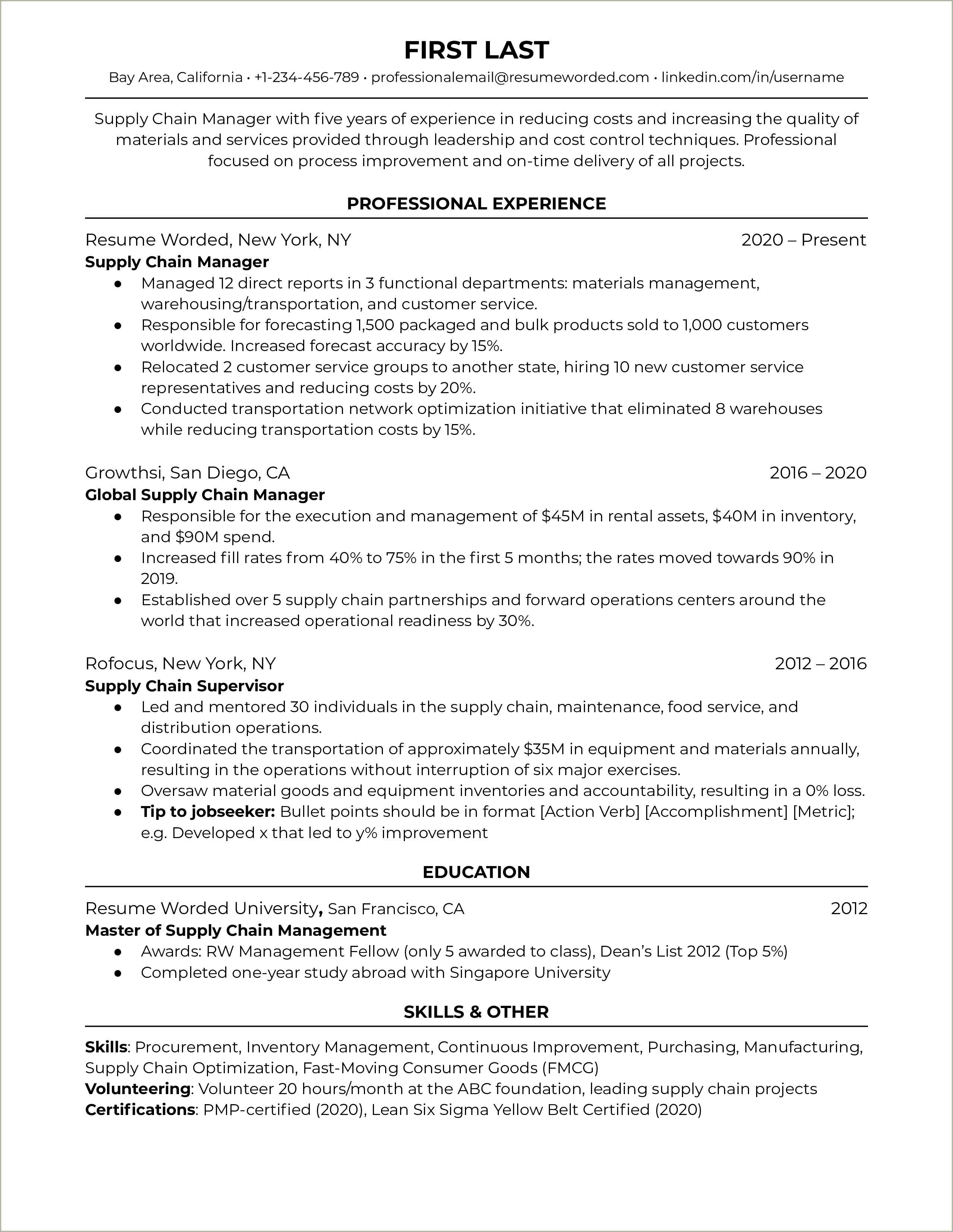 Logistics Account Manager Resume Examples - Resume Example Gallery