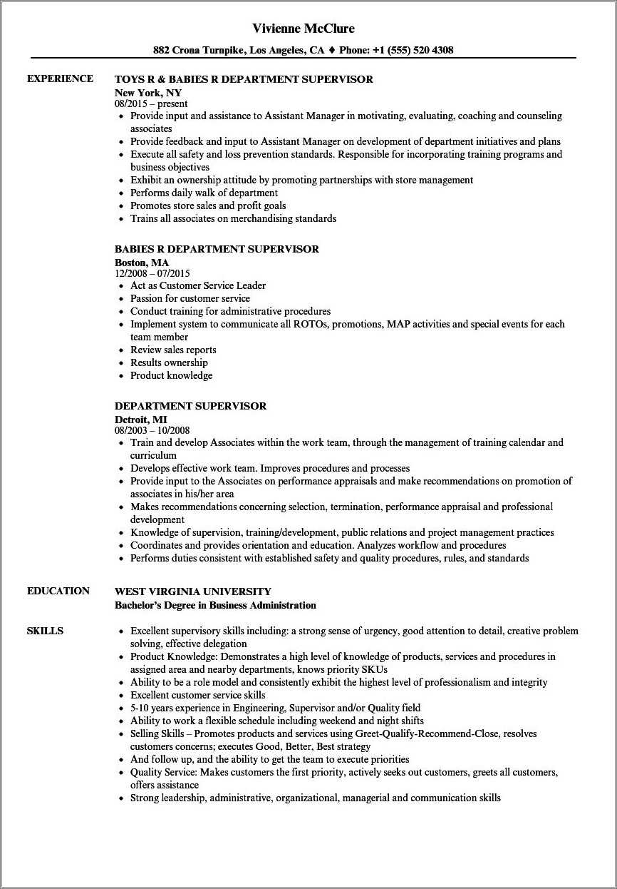 Lowes Hrm Job Description For Resume - Resume Example Gallery