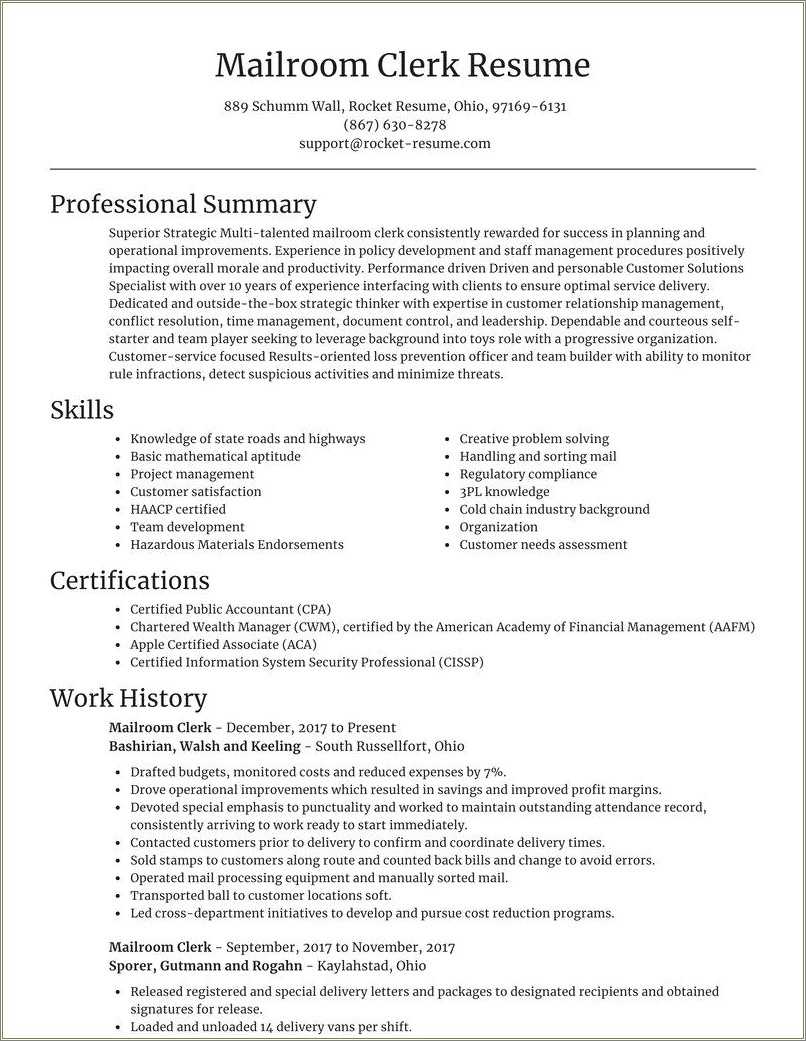 Mail Sorting Skills For Resume Resume Example Gallery