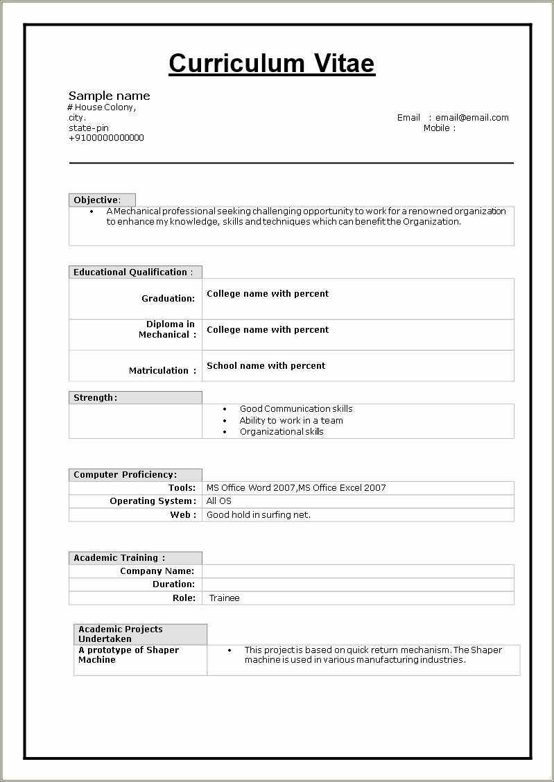 Make A Resume In Word 2007 Resume Example Gallery