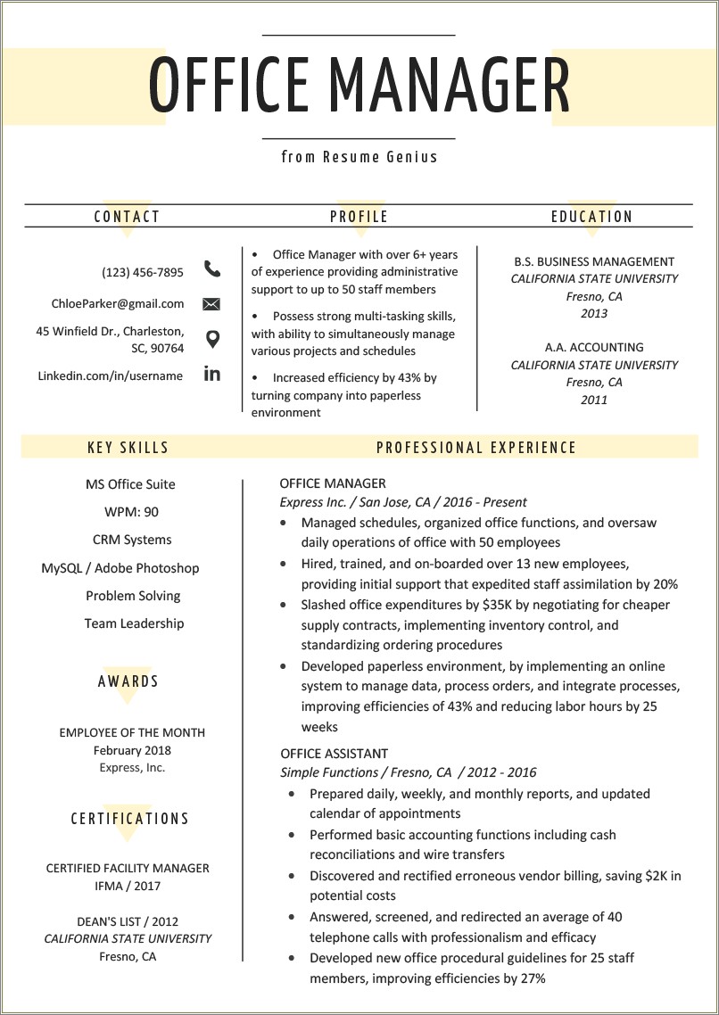 Cash Management Resume Sample