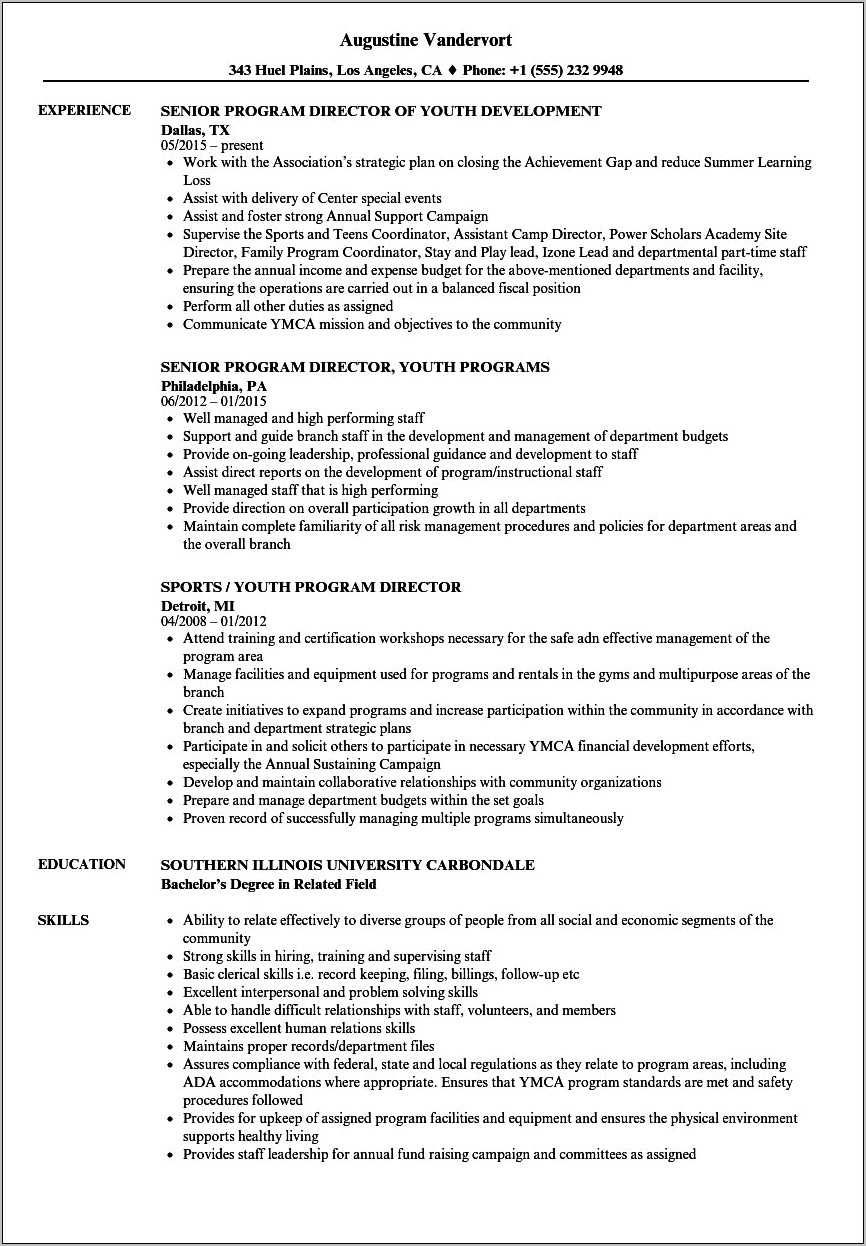 Does Ymca Look Good On Resume - Resume Example Gallery