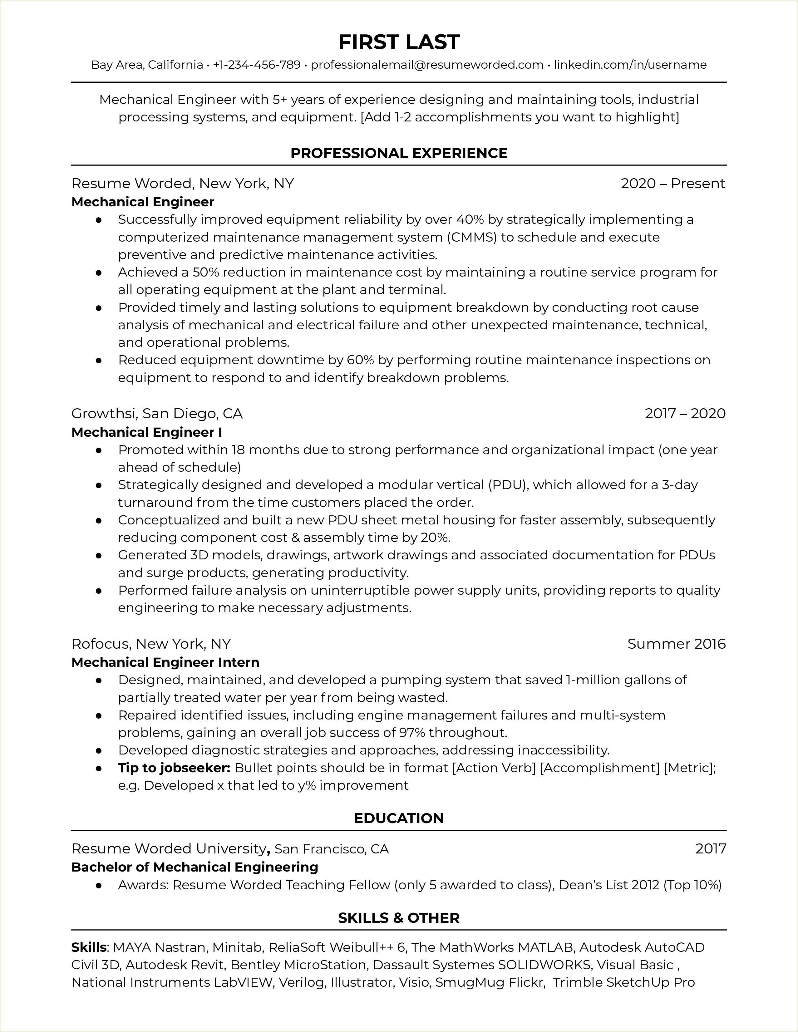 Master In Industrial Engineering Resume Sample - Resume Example Gallery