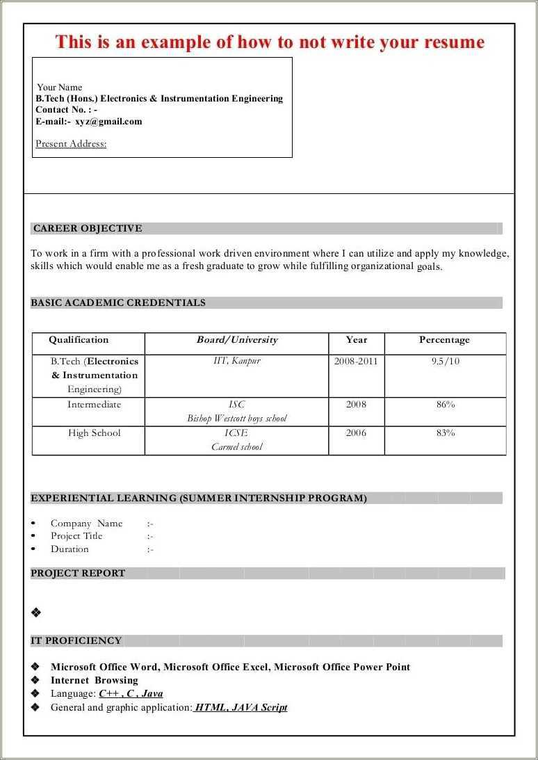 Best Resume Format Download In Word File