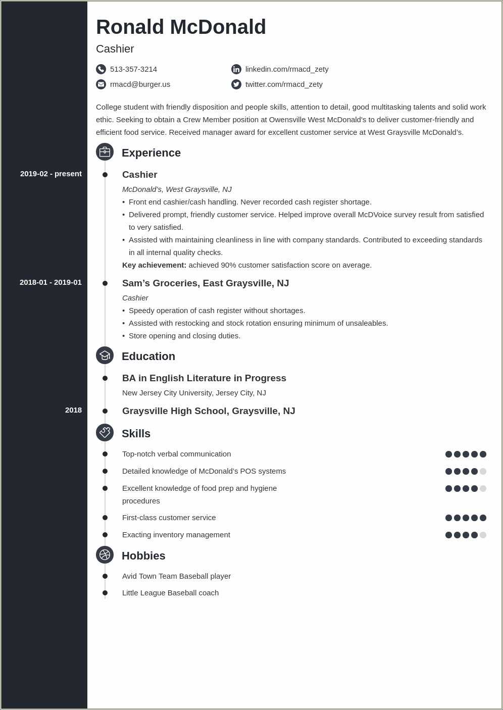 Mcdonalds Crew Trainer Resume Example - Resume Example Gallery