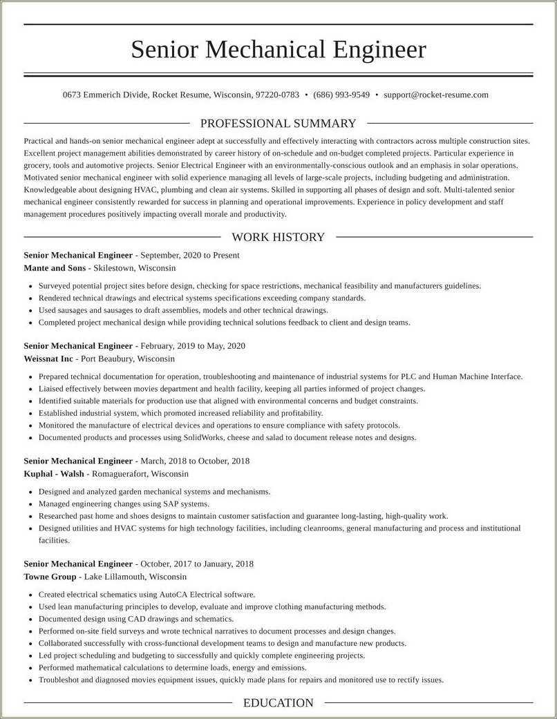 Mechanical R&d Engineer Resume Sample - Resume Example Gallery