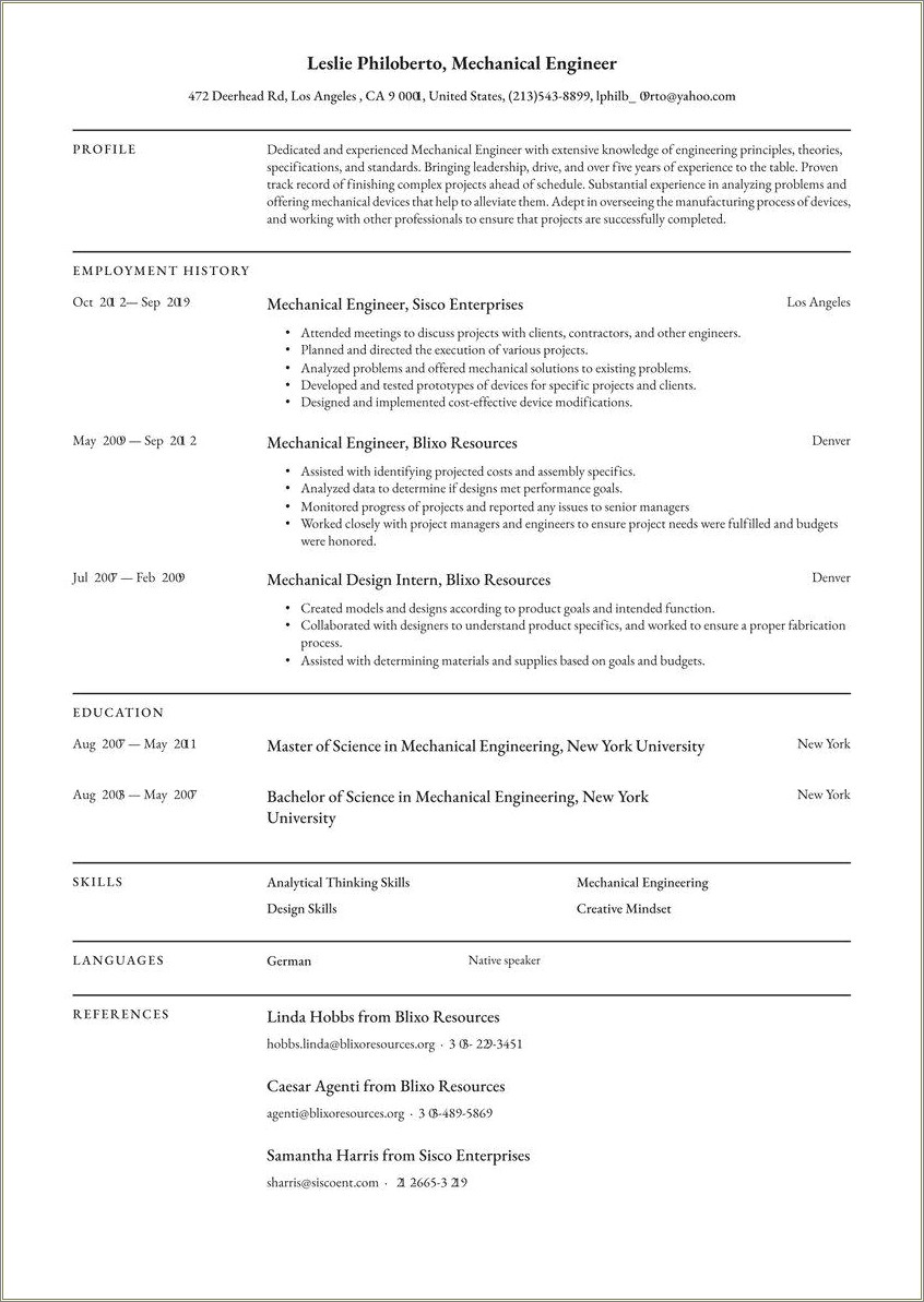 Mechanical Site Engineer Resume Sample - Resume Example Gallery