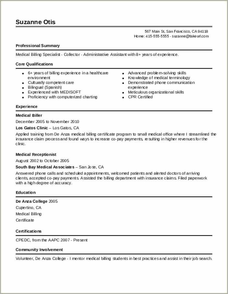 Medical Assistant Resume Summary Sample