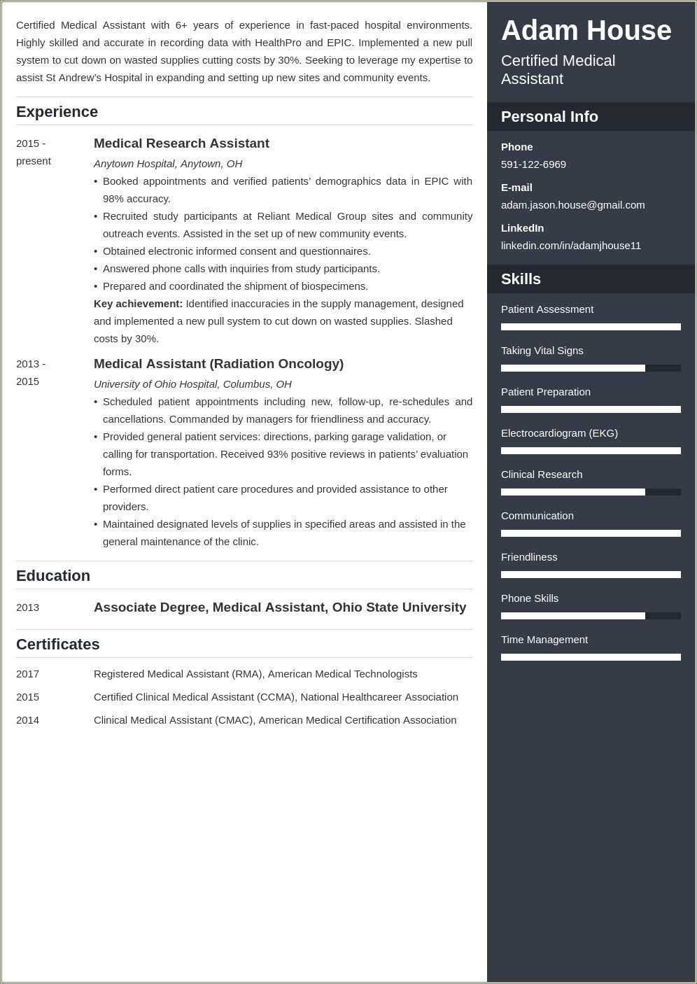 sample resume for medical office assistant with no experience
