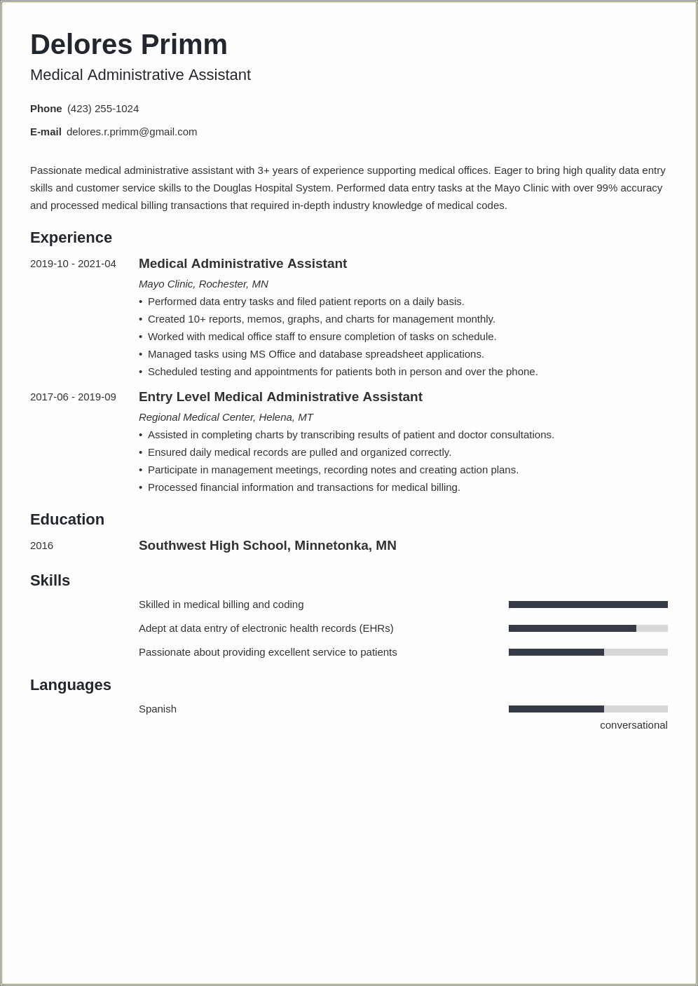 Resume Medical Records Assistant Job Description Resume Example Gallery