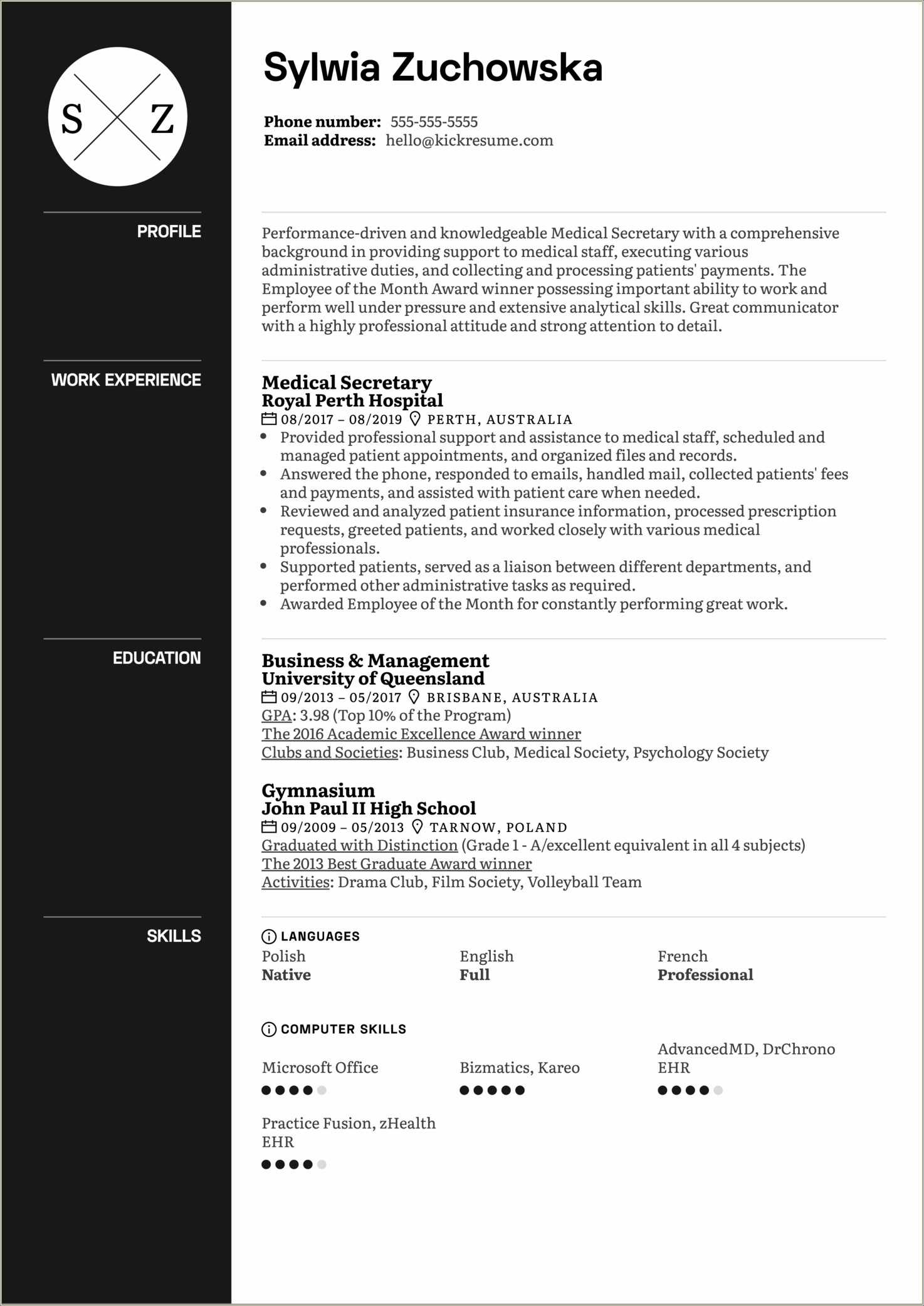 medical-secretary-resume-sample-objective-resume-example-gallery