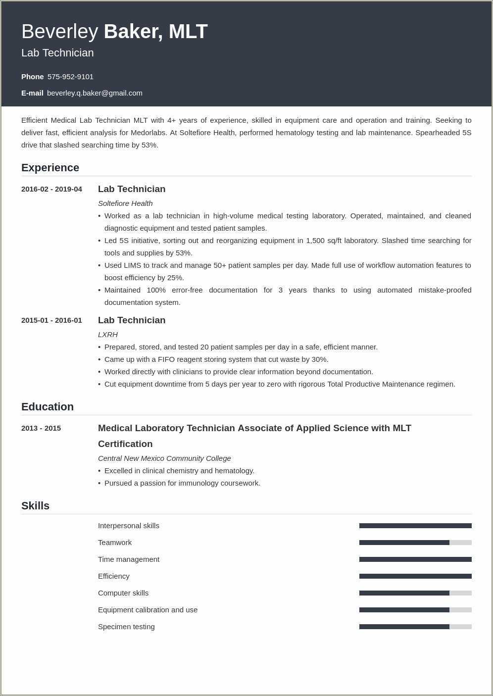 Microbiology Lab Technician Resume Sample - Resume Example Gallery