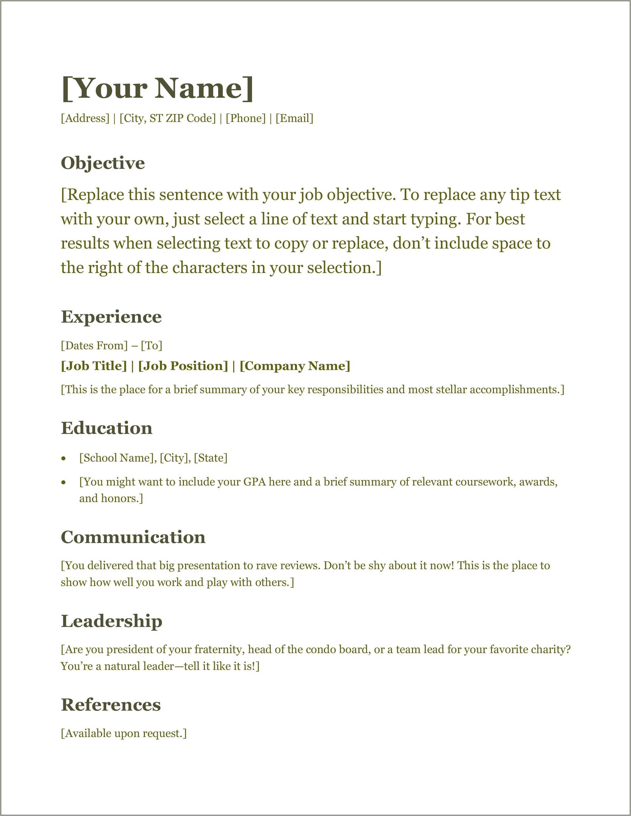 Microsoft Resume Templates Don't Work - Resume Example Gallery