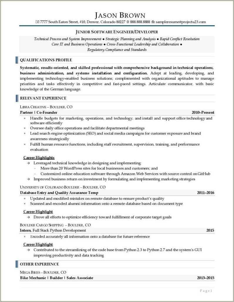 Mid Level Engineer Resume Sample - Resume Example Gallery