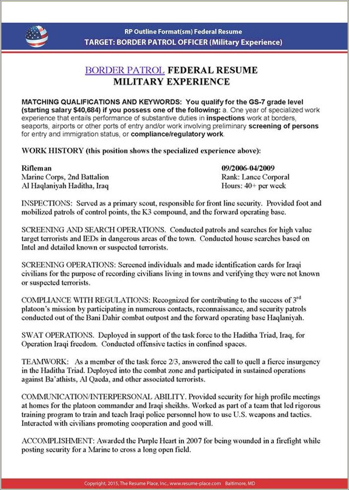 Military To Civilian Federal Transition Resume Samples - Resume Example ...