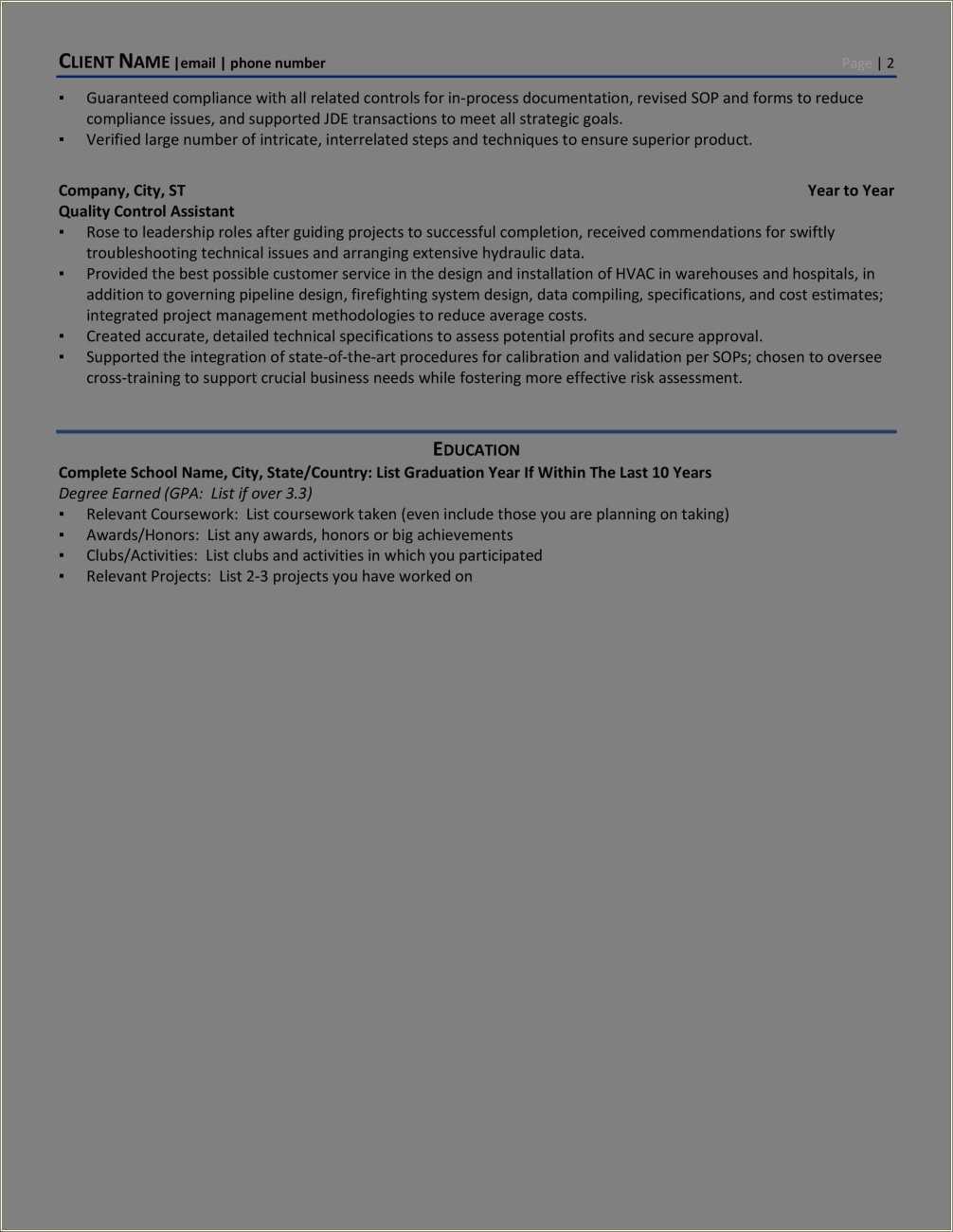 Mortgage Quality Control Resume Sample - Resume Example Gallery