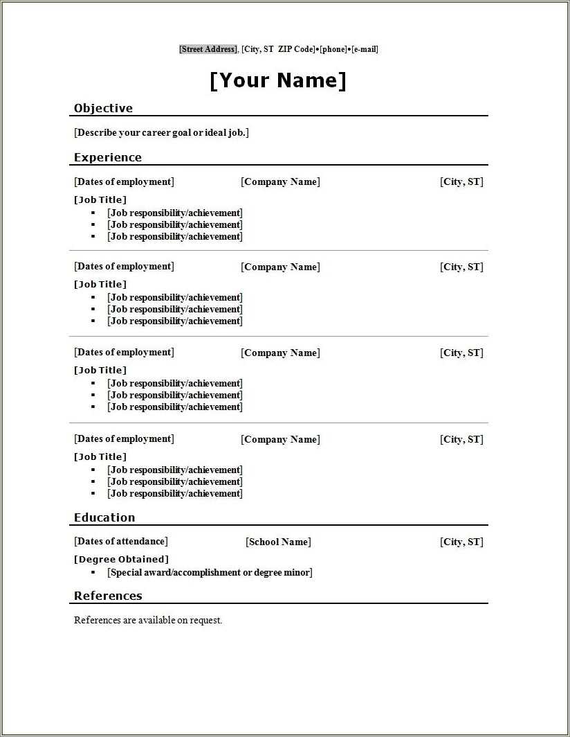resume template for microsoft word 2007 download